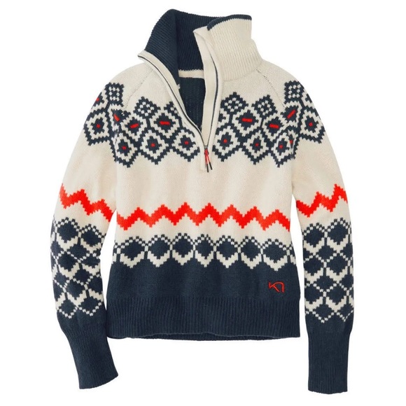 Kari Trad Agnes Knit half-zip wool-blend women's pullover size Large - Picture 3 of 13